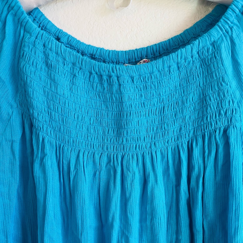 Studio West Turquoise Blouse with Flared Sleeves - Picture 2 of 4